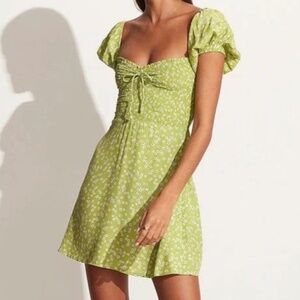 Faithful the Brand Green Mini Dress (Tiare Floral Print)